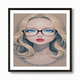 Girl With Glasses 1 Art Print