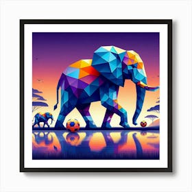 The Playful Pair Elephants Art Print