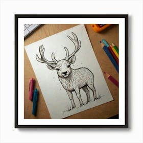 Deer Drawing 18 Art Print