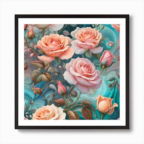 Roses in Full Bloom Art Print