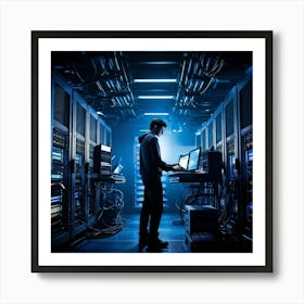 A Cutting Edge Server Room Filled To The Brim With Sleek High Tech Equipment Humming With Energy (6) Art Print