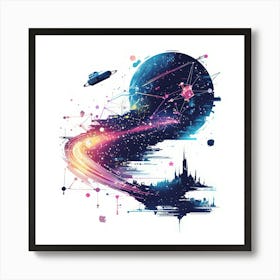 Space Tee.Generated AI. Wall Art Print Poster