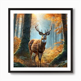 Deer In The Woods 61 Art Print