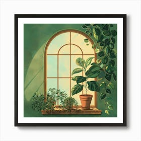 Window Sill With Plants Art Print