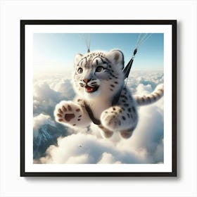 Snow Leopard Parachute 1 Art Print