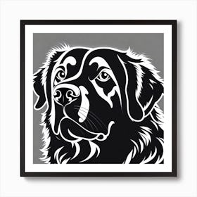 Bernard Retriever, Black and white illustration, Dog drawing, Dog art, Animal illustration, Pet portrait, Realistic dog art Art Print