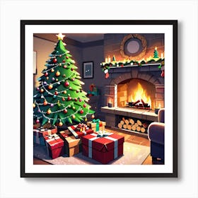Christmas Tree In The Living Room 9 Art Print