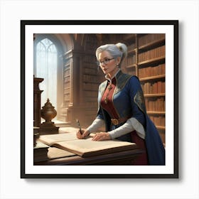 The Elderly Lady Librarian 001 Art Print