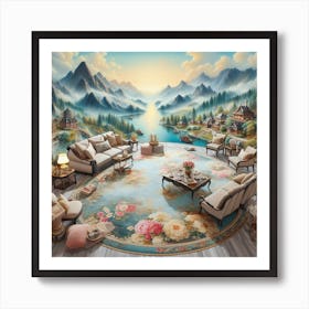 Of A Mountain Scene Art Print