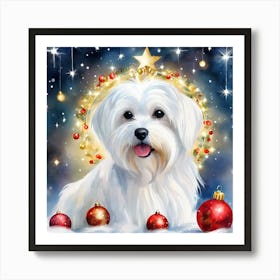 Christmas Maltese Art Print