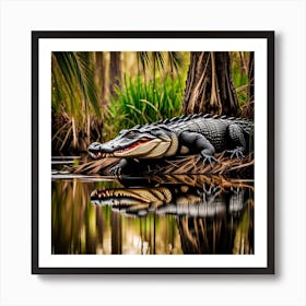Alligator In The Swamp Art Print