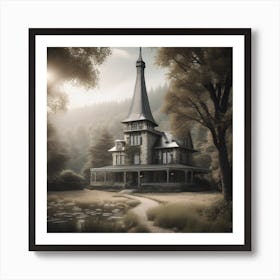 House In The Woods Landscape Art Print