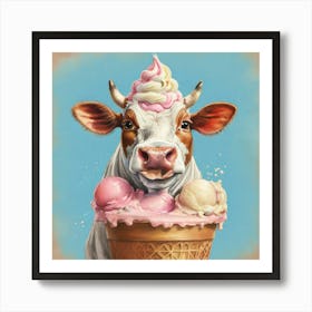 Ice Cream Cow Art Print