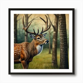 Deer In The Woods 25 Art Print