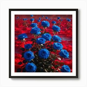 Blue Roses In The Water Art Print