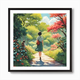 Girl In The Forest Art Print