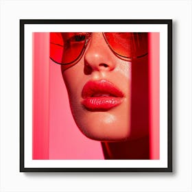 Beautiful Woman In Pink Sunglasses Art Print