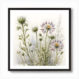 Wildflower, Watercolor, Digital Art Art Print