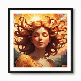 Girl With Long Hair Art Print