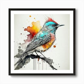 Watercolor Bird Painting Art Print