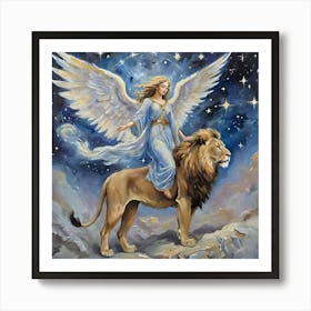 Angel On Lion Art Print