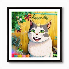Happy May with my cat Art Print