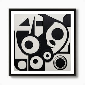 A Black And White Bold Geometric Shapes art print 3 Art Print