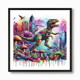 Psychedelic Dinosaur 7 Art Print