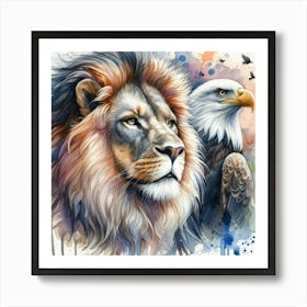 Lion And Eagle 2 Art Print