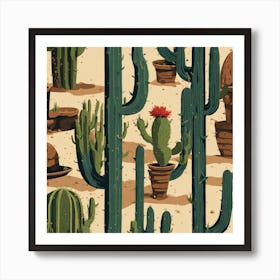 Cactus Pattern 21 Art Print