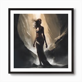 Woman In A Cave Art Print