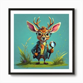 Deer With A Magnifying Glass 1 Art Print