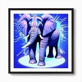 Elephant In Blue Art Print