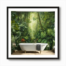 Oil Painted Realistic Mural Of Green Tropical Rain (10) Art Print