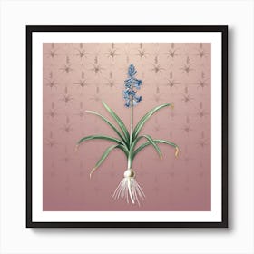 Vintage Scilla Patula Botanical on Dusty Pink Pattern Art Print