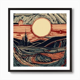 Abstract Sunset In The Mountains Art Print