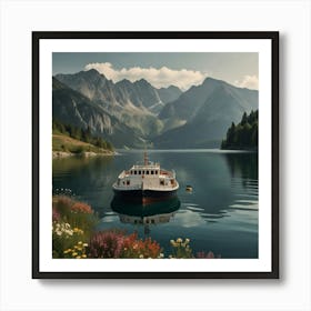 Boat In A Lake Art Print