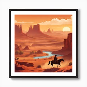 Cowboy inThe Desert Art Print
