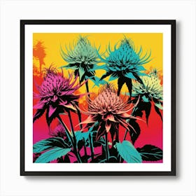 Andy Warhol Style Pop Art Flowers Bee Balm 3 Square Art Print