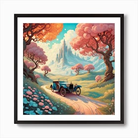 Vintage Car In The Forest 1 Art Print