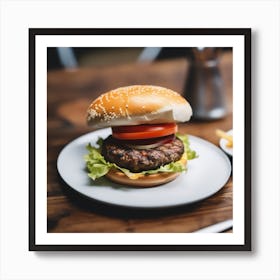 Hamburger On A Plate 201 Art Print