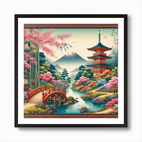 Landscape in Japanese style 2 Art Print