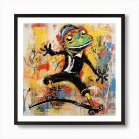 Skateboarder Frog Art Print