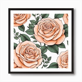 Seamless Pattern With Roses 4 Art Print