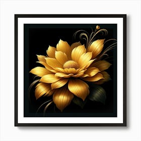 Golden Flower 3 Art Print