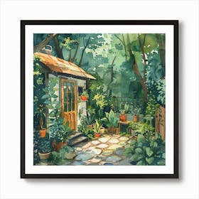 Greenhouse Garden at the Farmhouse Watercolor ~ Anime Japanese Illustration  Art Decor | Dreamy Idyllic Art Print