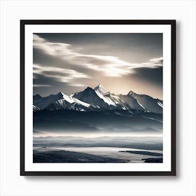 Black And White Mountains 1 Art Print