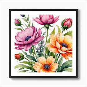 Watercolor Flowers Art Print