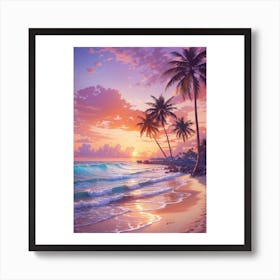 Sunset At The Beach Art Print