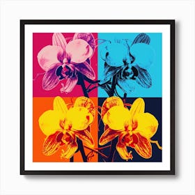 Andy Warhol Style Pop Art Flowers Orchid 1 Square Art Print